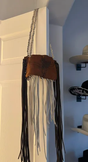 Western fringe longhorn handmade purse thumbnail 1
