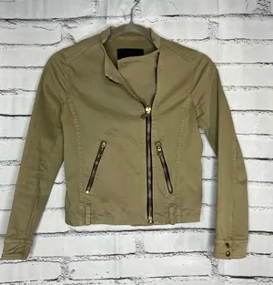 Zara BASIC Tan Cargo Utility Jacket XS Full Zip Asymmetrical Y2K Streetwear thumbnail 1