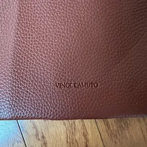 Vince Camuto Brown Leather Tote Bag with Black Stripe thumbnail 3