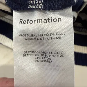 Reformation Striped Pull On Pajama Lounge Shorts Pockets Women’s XS Navy/White thumbnail 6