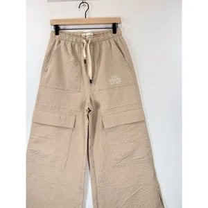 Honor The Gift Womens Pants Beige Waffle Cargo Wide Leg High Rise Baggy Small thumbnail 4
