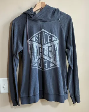 Harley-Davidson Since 1903 Graphic Cowl Neck Hoodie Large Gray Womens Cotton thumbnail 1