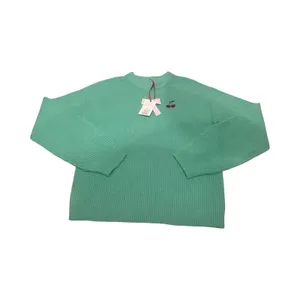 A New Day Womens Mint Green Ribbed Cherry Embroidered Crewneck Sweater Small NEW thumbnail 2