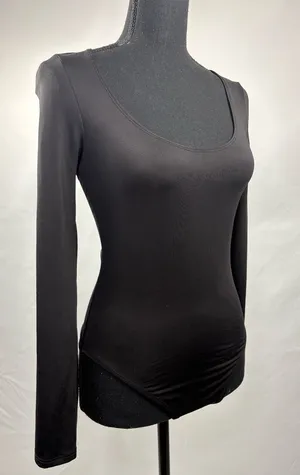 Topshop Bodysuit Black Long-Sleeve Scoop Neck thumbnail 1