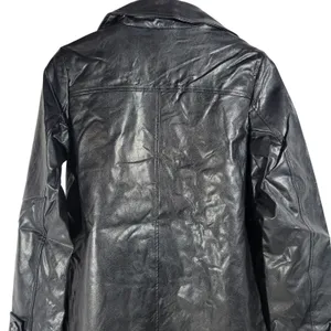 Nasty Gal Collection Black Faux Leather Longline Trench Coat Jacket Women's‎ M thumbnail 5
