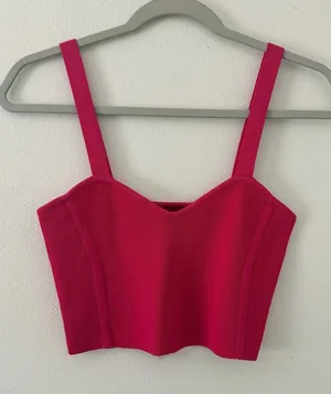 NWT Zara Baby Doll Ribbed Bodycon Sweetheart Knit Crop Tank Top size medium thumbnail 1
