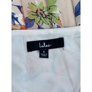 Lulus Dress Blush Pink Stunning Soiree Floral Ruched Midi V Neck Chiffon Small thumbnail 4