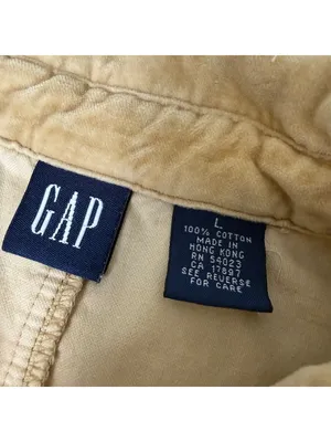 Vintage Y2K Gap Velvet Button Down Shirt Womens Large Tan Retro Top 100% Cotton thumbnail 5