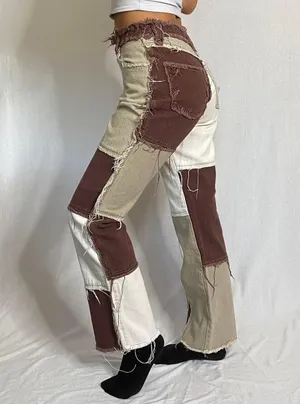 Jaded London Brown Patchwork Jeans thumbnail 2