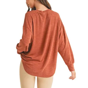 Yelete‎ Womens Medium Rust Burnt Orange Dolman Sleeve Knit Top Oversized Boho thumbnail 2