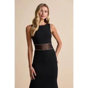 NWT Lulus Just Exquisite Black Rhinestone Mermaid Maxi Dress Holiday Party Sz M thumbnail 8