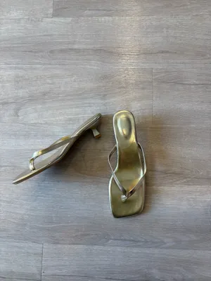Gold square toe kitten heels Size 8 thumbnail 2