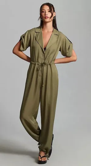 Anthropologie Tiny Heidi Green Jumpsuit M thumbnail 1