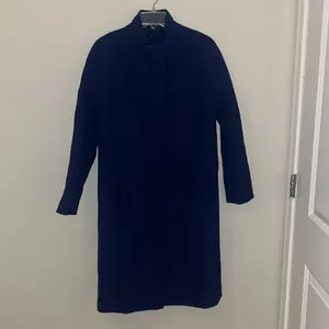 Blue long wool blend pea coat winter jacket! Size 6R! thumbnail 3