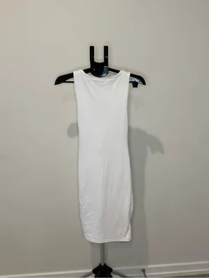Leith White Ruched Asymmetrical Midi Dress XXS thumbnail 4