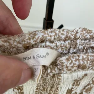 Sim & Sam Smocked Top Jumpsuit Natural Ivory Calico S thumbnail 7