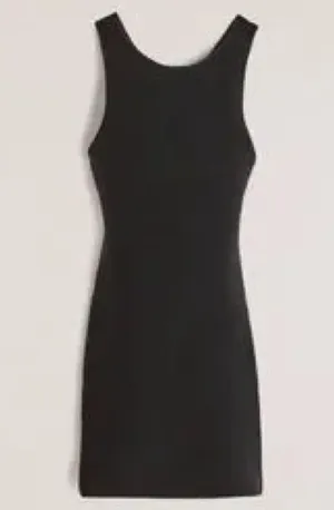 Abercrombie & Fitch Scuba Cross-Back Elevated Knit Ribbed Dress Size XL Black thumbnail 1