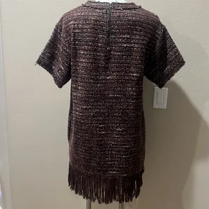Astr the label brown patterned multicolor tweed short sleeve dress thumbnail 4
