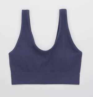 Aerie Blue Seamless Padded Bralette Ribbed thumbnail 1