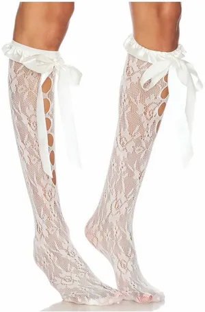 NWOT Stems Lolita Knee Socks in White thumbnail 1