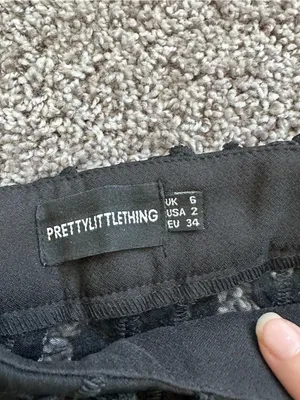 PrettyLittleThing Black Textured Flare Trousers thumbnail 6