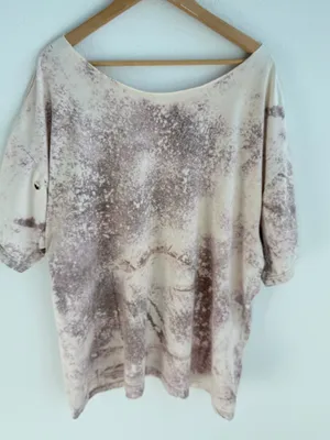 Bleached grunge off the shoulder pocket tee Tan Size XXL thumbnail 11