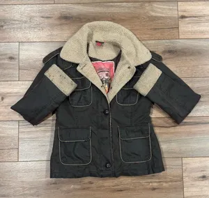 COLLECTION B Vintage 90s Y2k Indie Brown Sherpa Faux Leather Jacket | Sz Medium thumbnail 1
