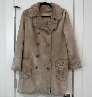 Cream Fur Vintage Long Coat thumbnail 1