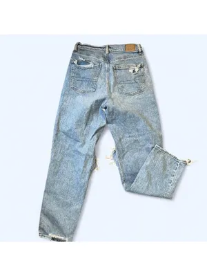 Y2K grunge indie sleaze baggy wide leg distressed American Eagle jeans size 4 thumbnail 4