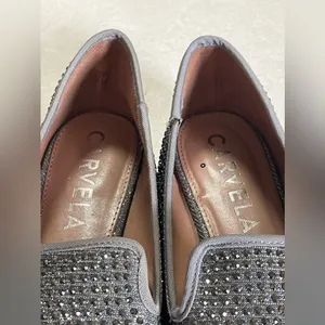 CARVELA Women's Shine Gem-Detail Slip-On Flats Grey & Silver Size 8.5 thumbnail 9