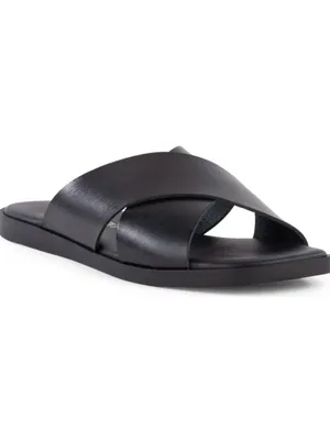 Madewell Black Crossband Leather Slide Sandals thumbnail 2