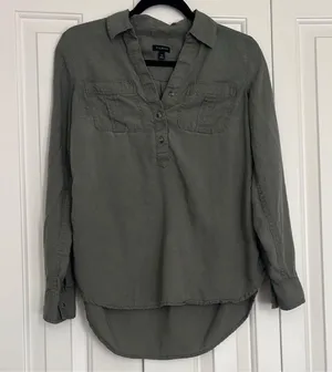 Olive Green Button-Up Blouse thumbnail 3