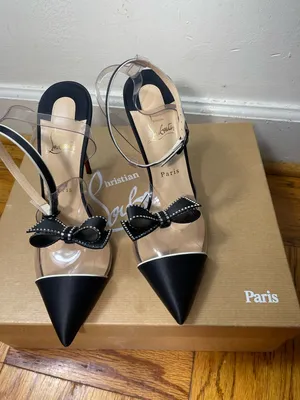 Christian Louboutin Black Naked Bow 100 Satin/Pvc/Patent Leather Pumps EU 41 thumbnail 2
