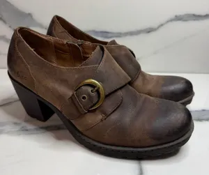 BOC Women's Brown Leather Catori Booties Sz 10 Comfort Side Zip Buckle Witchcore thumbnail 1