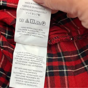 Madewell Red Black Small‎ Tartan Plaid Tiered Button Back Bell Fluted Sleeve Top thumbnail 5