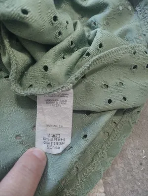 Papermoon Olive Green Eyelet Peplum Short Sleeve Top thumbnail 3