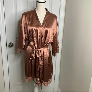 Birdy Grey‎ claudine lace robe in desert grey bridesmaid bachelorette size large thumbnail 3