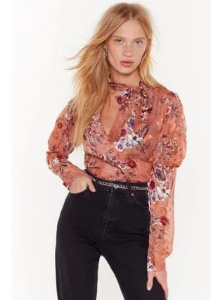 Nasty Gal floral tie blouse thumbnail 11