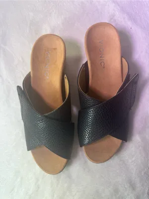 Vionic Black Crisscross Wedge Slide thumbnail 9