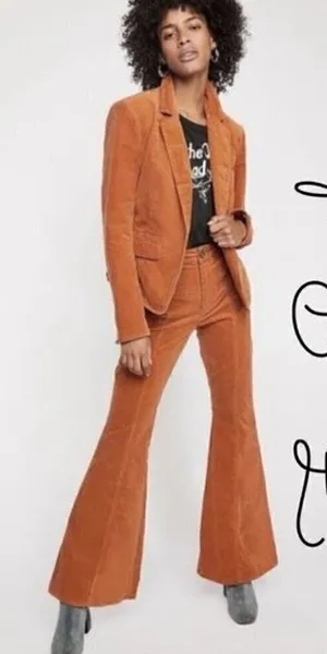 Free‎ People Heidi Brown Corduroy Button Front Blazer 4 thumbnail 1