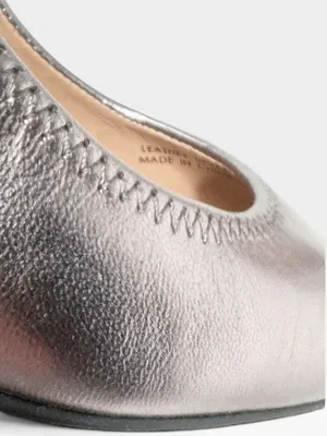 Tahari Brett Leather Metallic Gunmetal Gray Pointed Toe Kitten Heels SZ 9 thumbnail 5