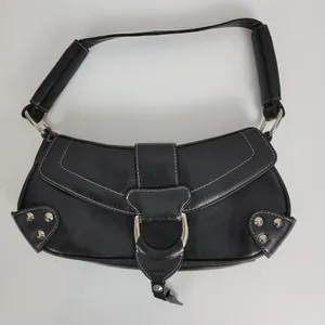 Vintage Aldo Womens Shoulder Bag 11" x 5" Black Leather Y2K Studded Snap Closure thumbnail 16