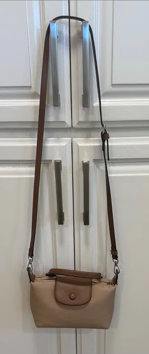 Compact Beige Crossbody with Brown Adjustable Strap Tan thumbnail 1