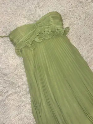 NEW DELFI COLLECTIVE Diana Pleaded Strapless Chiffon Lime Green Dress sz M thumbnail 7