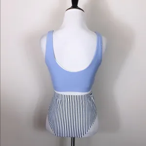 Blue Purple Bikini Set High Waist Striped Bottom Padded Swimwear M NWT thumbnail 14