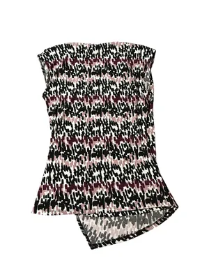 Ann Taylor Sleeveless Faux Wrap Top M Black Mauve Abstract Ruched Career Blouse thumbnail 4