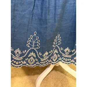 Anthropologie Tommie Denim Eyelet Trim Dress Blue cotton Midi Zip Front L NEW thumbnail 10