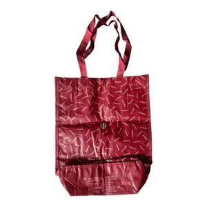 Lululemon Logo Print Reusable Tote Bag | Red Shopping Tote | Gym Yoga Bag thumbnail 2