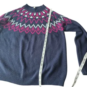 Mountain and Isles Pico Fair Isle‎ Sweater Pink Blue Crew-neck Women's Large thumbnail 8