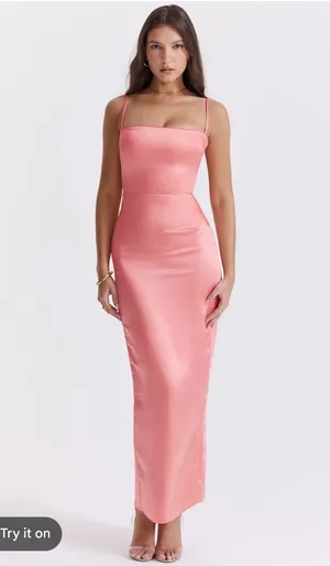 House of CB COSTANZA Bright Peach Maxi Dress Small thumbnail 3
